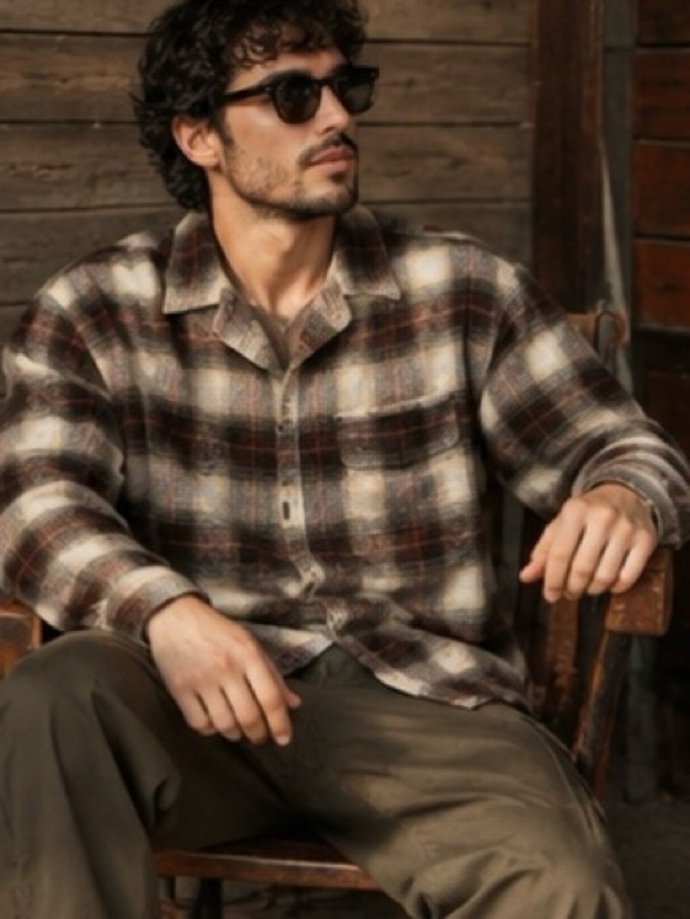Field & Stream - Men's Brown Plaid Button-Up Shirt